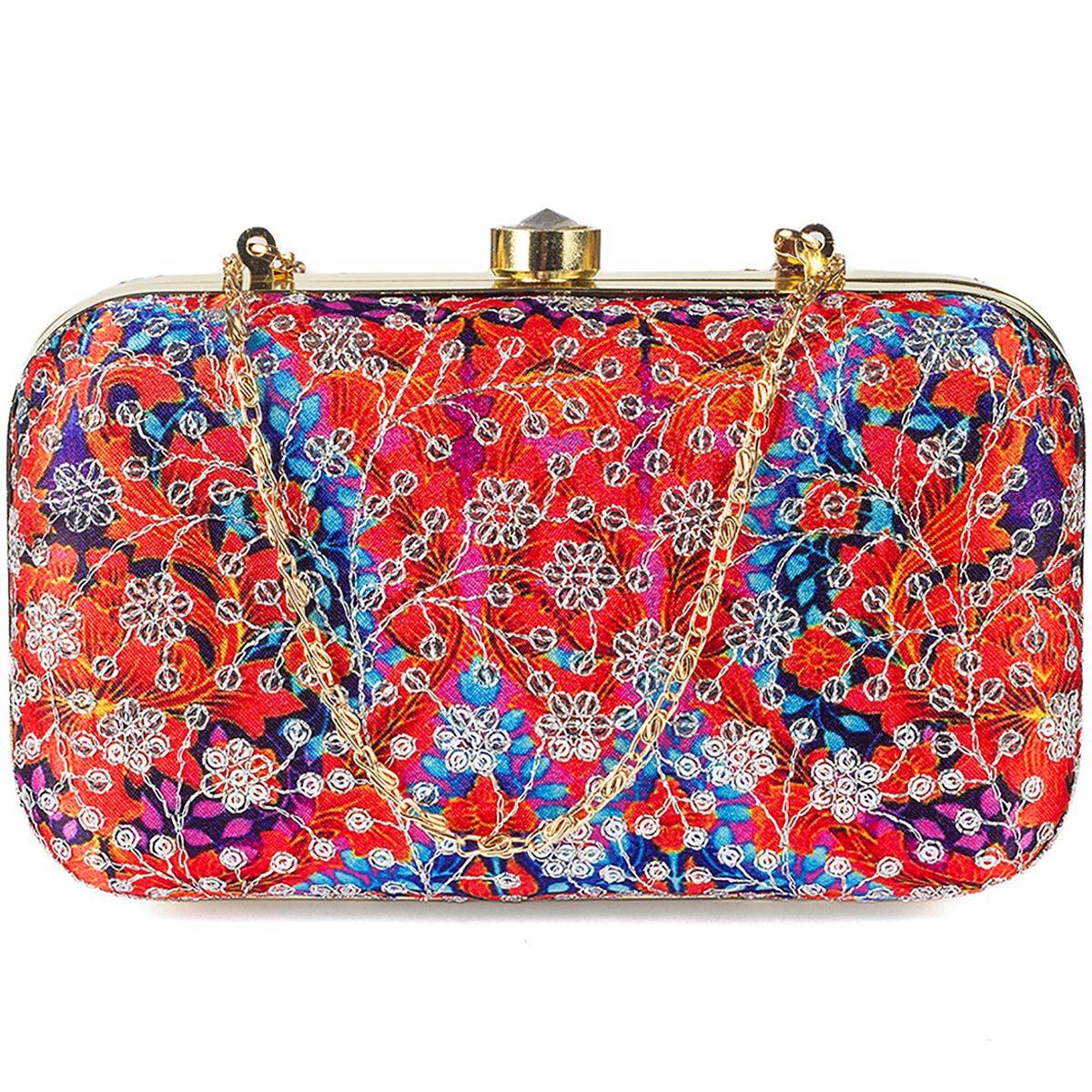 Parizaat By Shadab Khan Red Embroidered Clutch