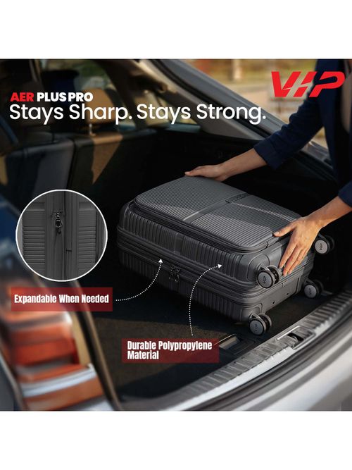 Buy VIP Aer Plus Pro Unisex Black Hard Luggage 56Cm Trolley Bag With Laptop  Compartment (S) Online