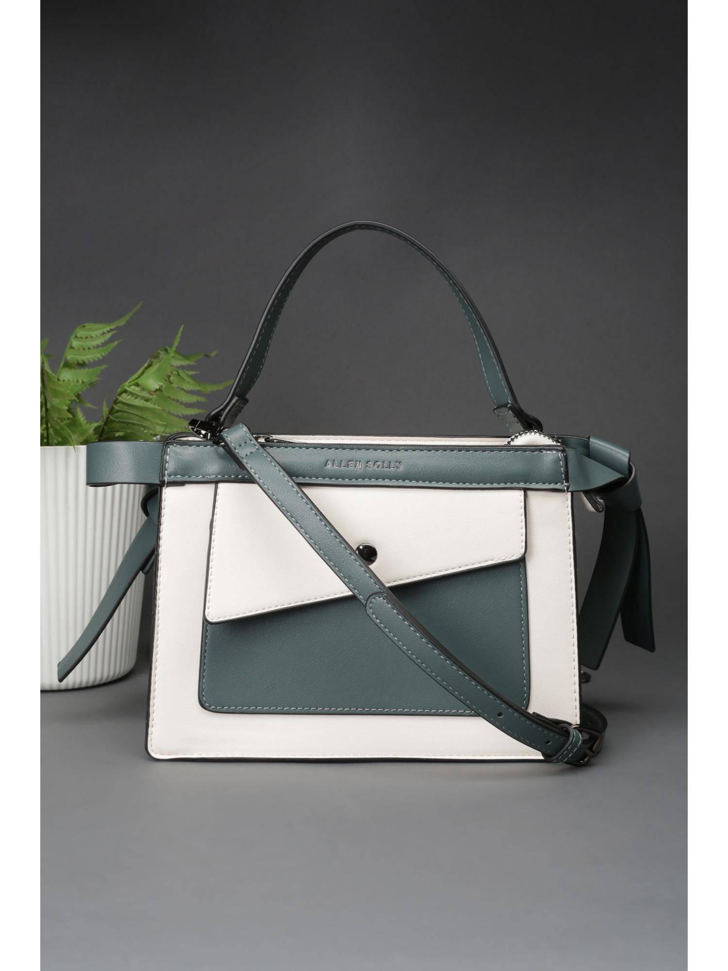 Allen Solly Women White Polyurethane (Pu) Colorblock Sling Bag with Detachable Strap