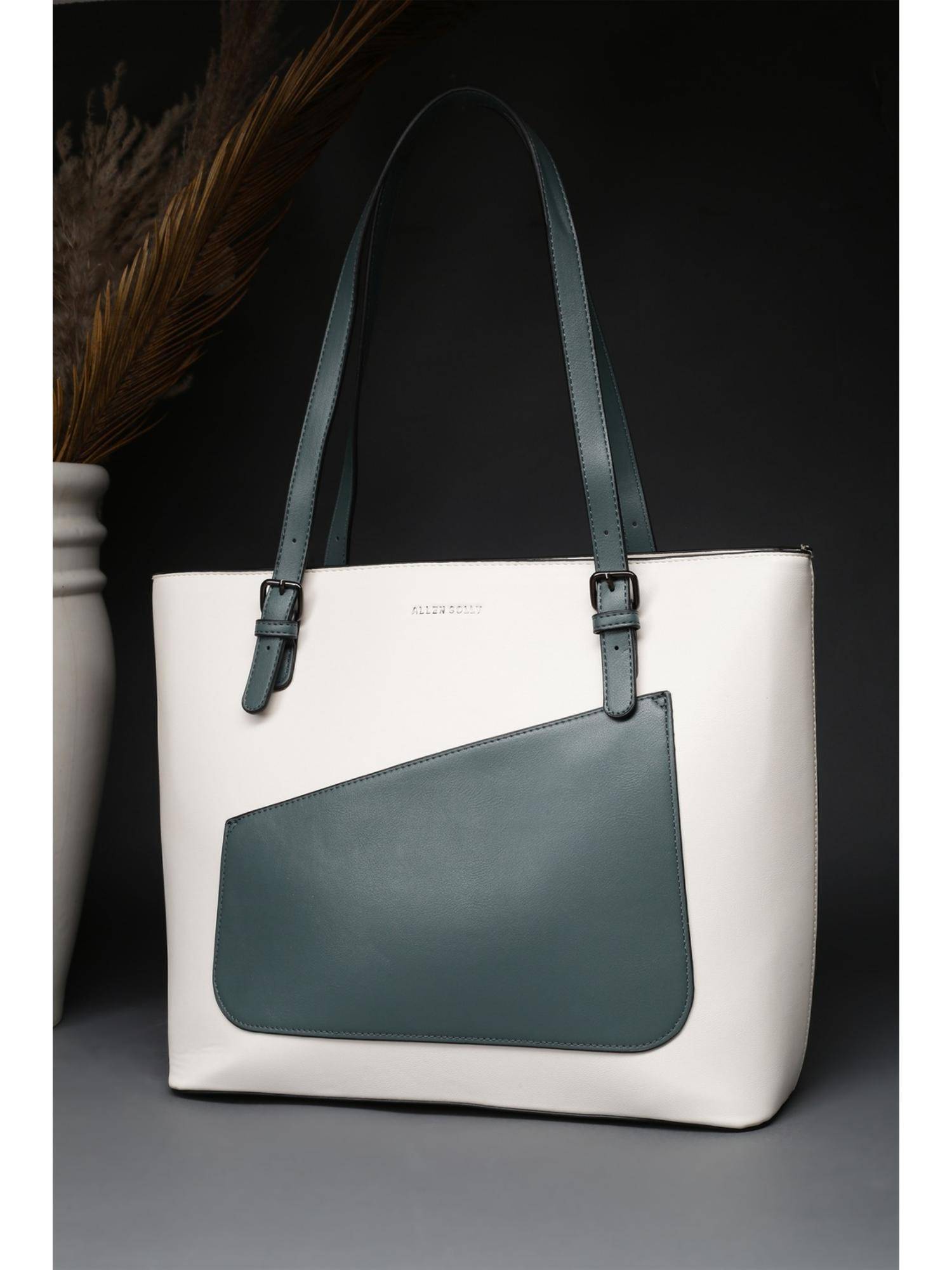 Allen Solly Women White Polyurethane (Pu) Self Design Handbag