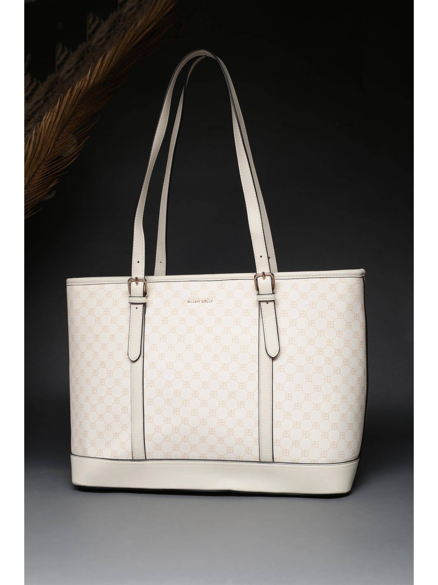 Allen Solly Women White Polyurethane (Pu) Printed Handbag