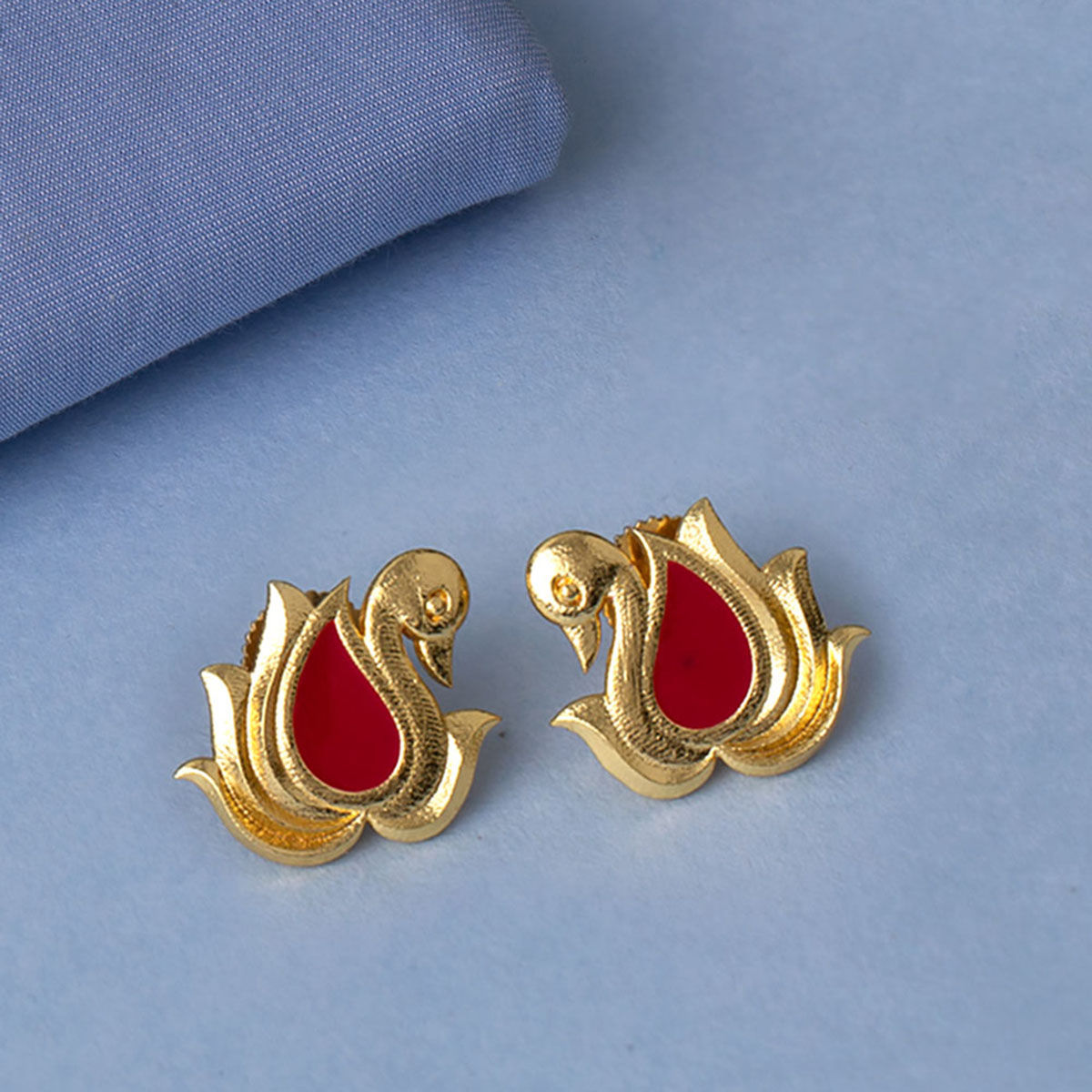 22K Gold Duck Earrings for Women With Cz  Color Stones  235GER10608 in  3950 Grams