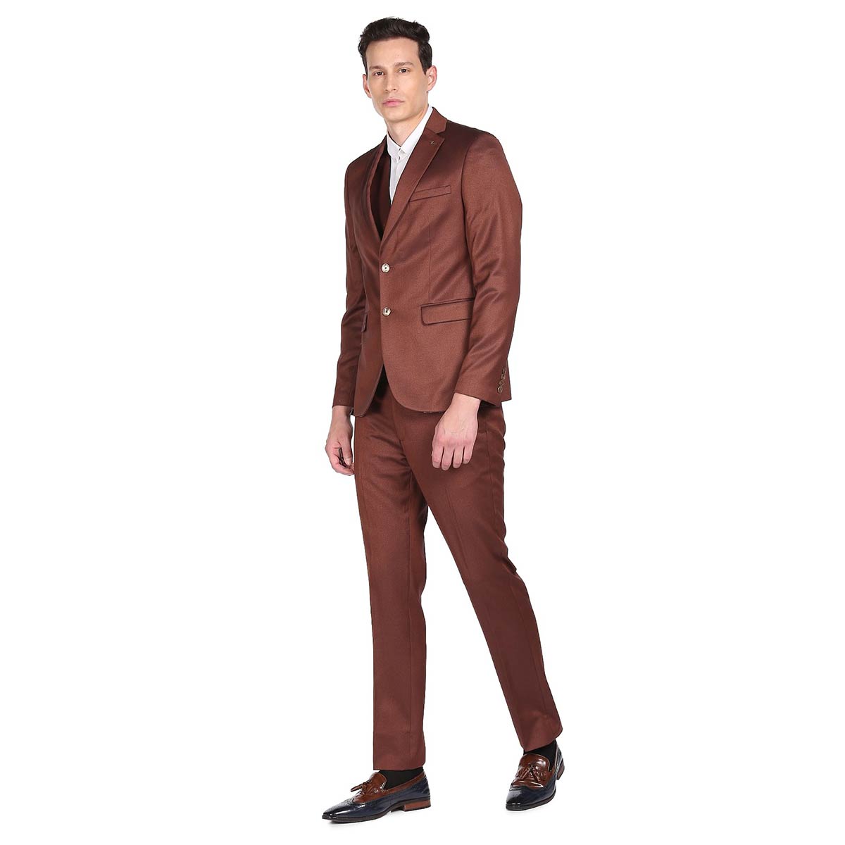 Buy Arrow Reversible Waistcoat Self Design Three Piece Suit - NNNOW.com