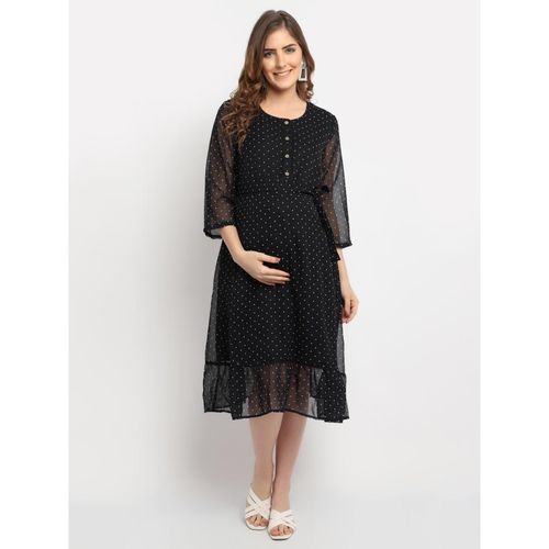 Buy Moms Maternity Womens Maternity Polka Dot Print Black Midi