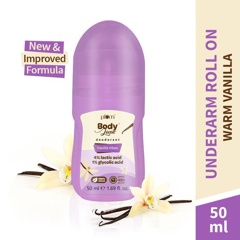Plum BodyLovin Vanilla Vibes Deodorant Roll-On Controls Underarm Odor 50Ml