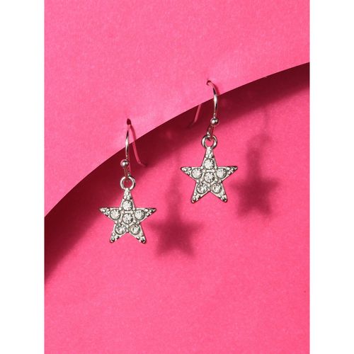 Buy Accessorize London Women's silver Pave Star Short Drop Earring