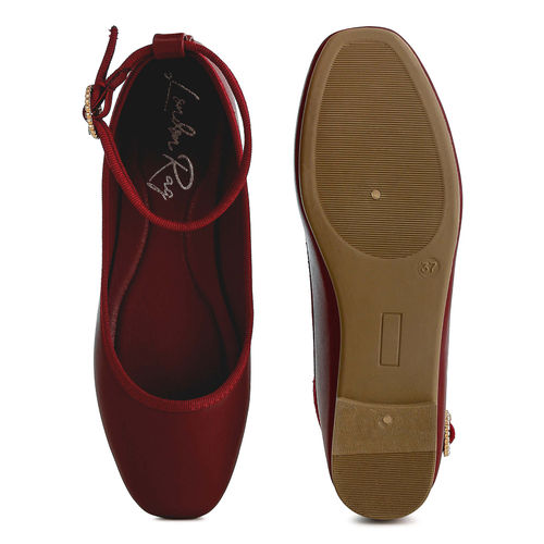 Buy London Rag Women Ankle Strap Detail Ballet Flats Maroon Online