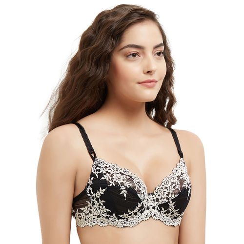 Wacoal Embrace Lace Non-Padded Wired 3/4Th Cup Lace Fashion Bra - Black  (38DD)