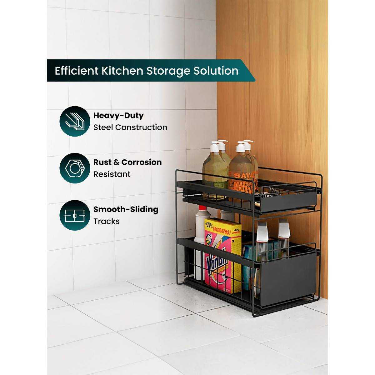 Buy The Better Home 2-Tier Kitchen Rack With Sliding Storage Drawer ...