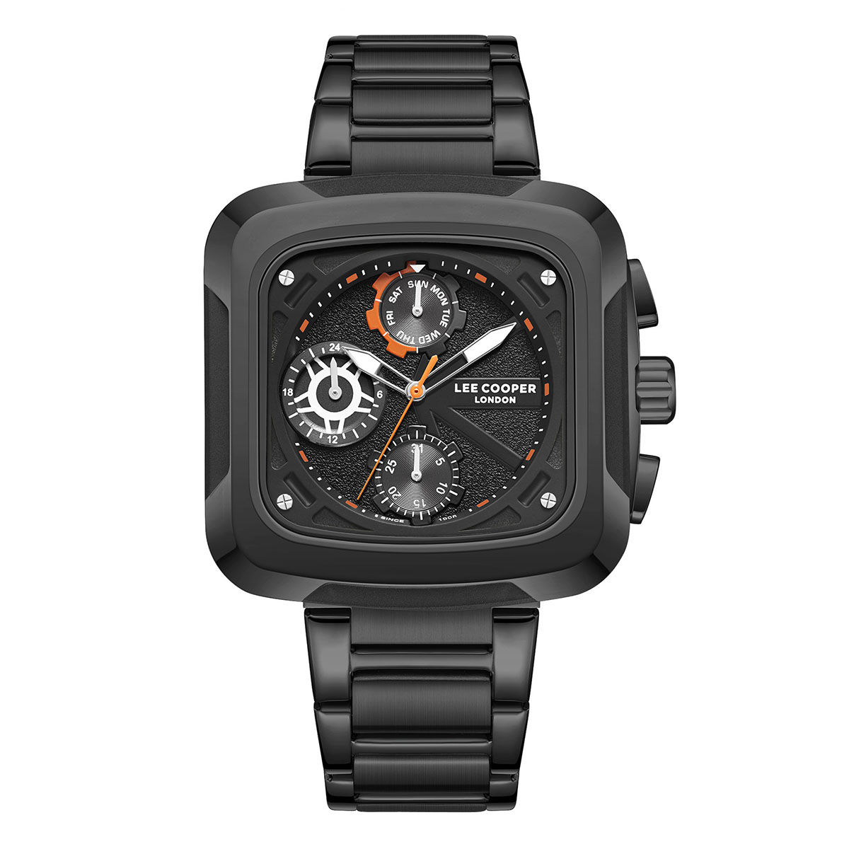 Buy Lee Cooper Multifunction Gun Square Dial Mens Black Watch