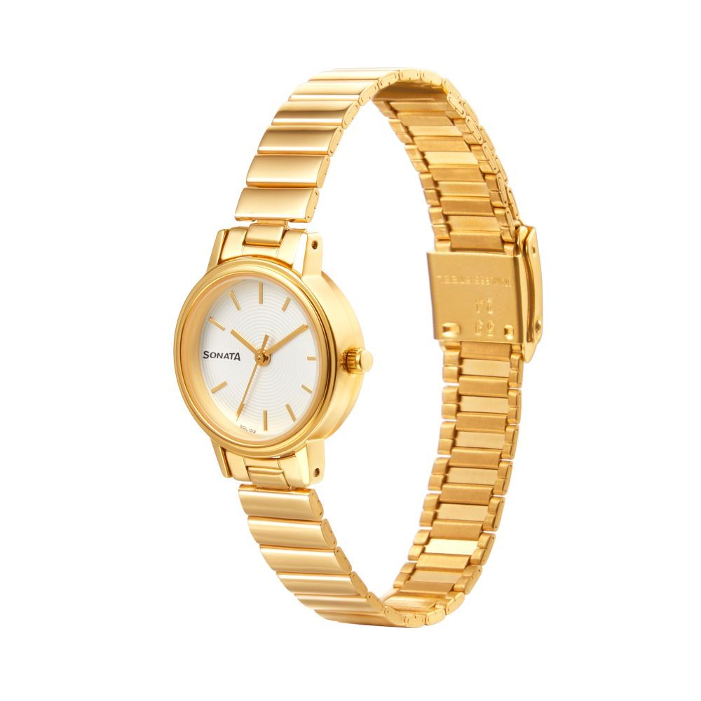 Sonata Essential Ladies 4.0 8096ym07 White Dial Analog Watch For Women