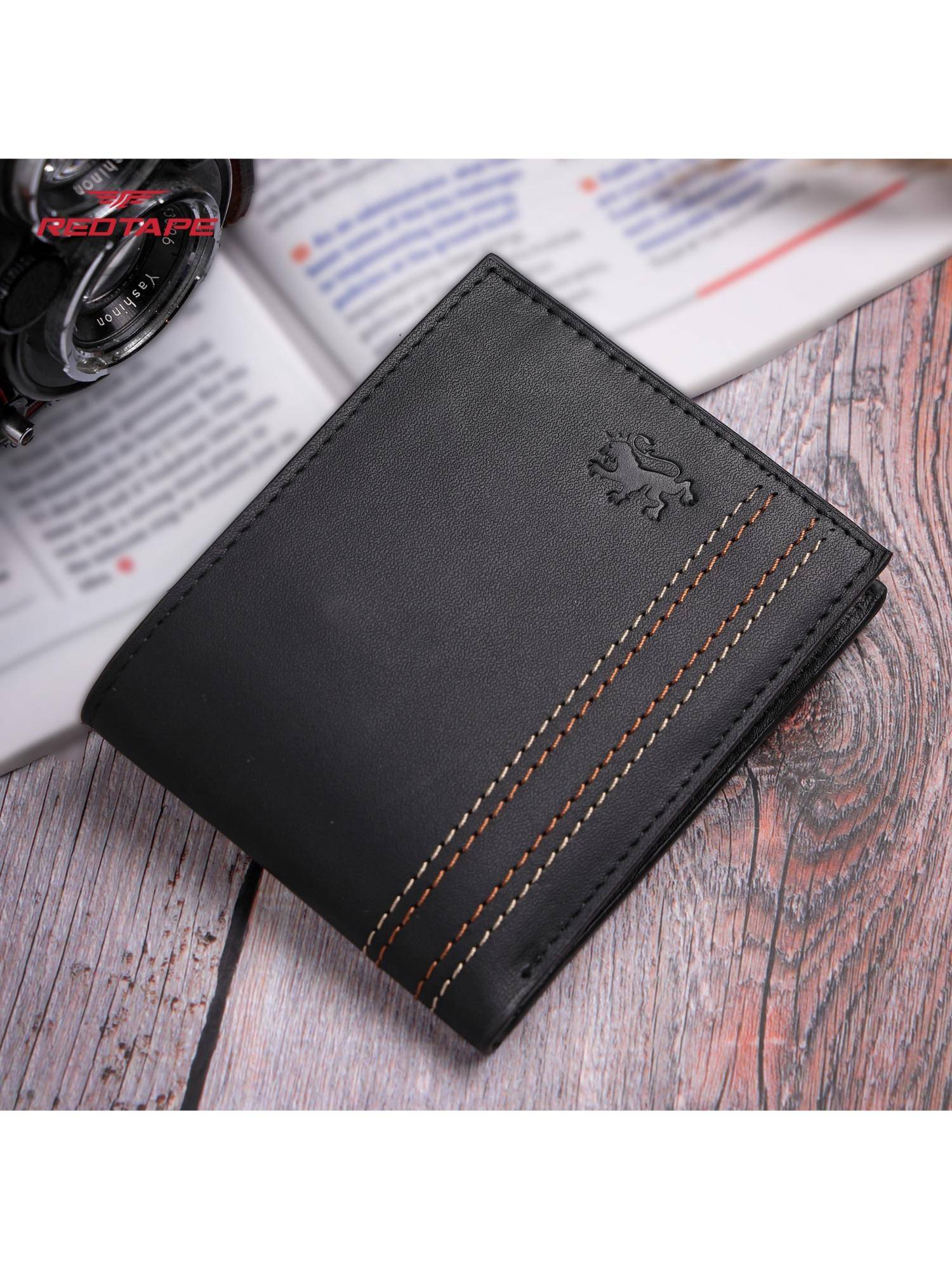 Red Tape Men Black Genuine Leather Wallet