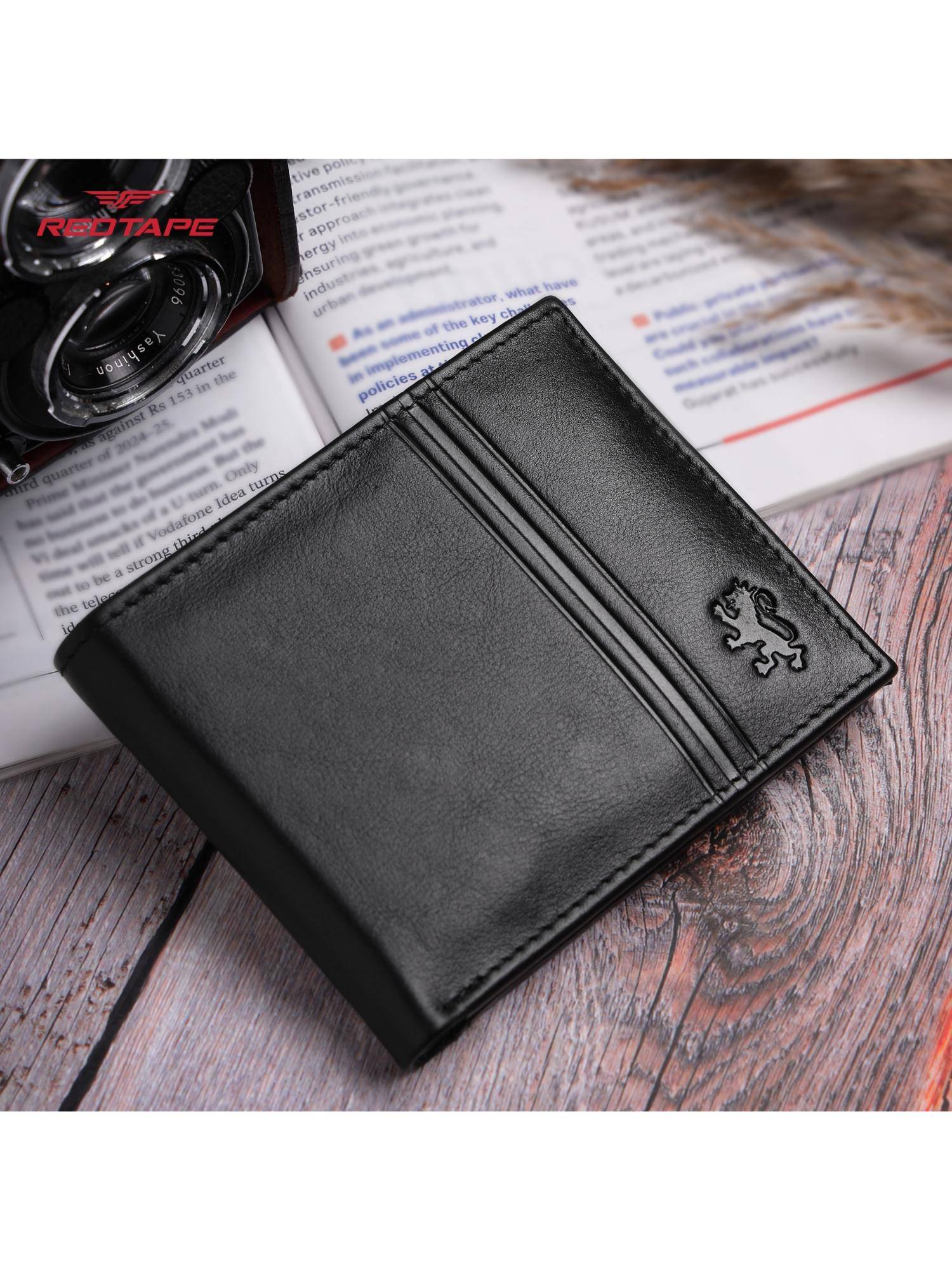 Red Tape Men Black Genuine Leather Wallet