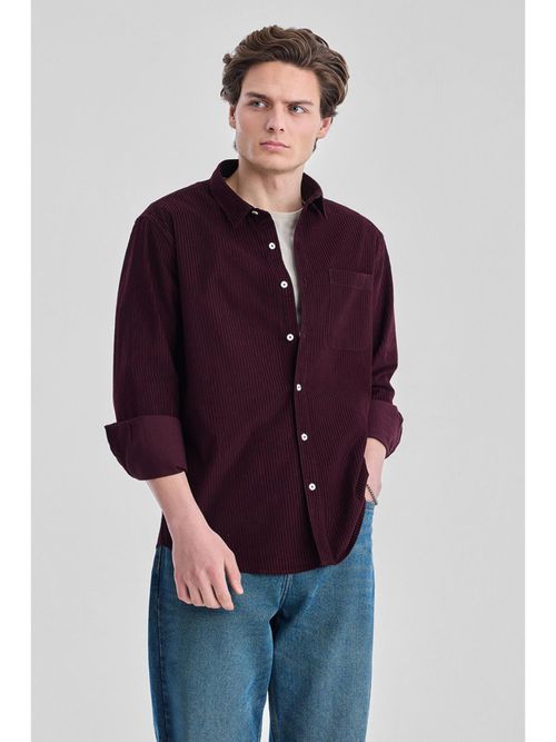 Buy Snitch Burgundy Textured Full Sleeves Regular Luxe Shirt Online Buy Snitch Burgundy Textured Full Sleeves Regular Luxe Shirt Online