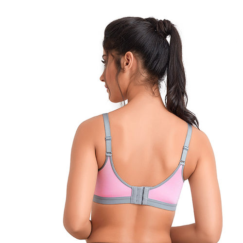 Buy Juliet Mold Padded Non Wired Dual Colour Nylon Spandex Medium Impact Sports  Bra - Pink Online