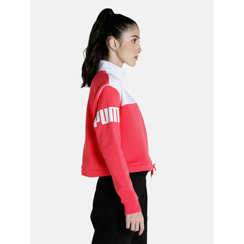 Buy Puma Power Half-zip Crew Relaxed Fit Womens Pink Sweat Shirt