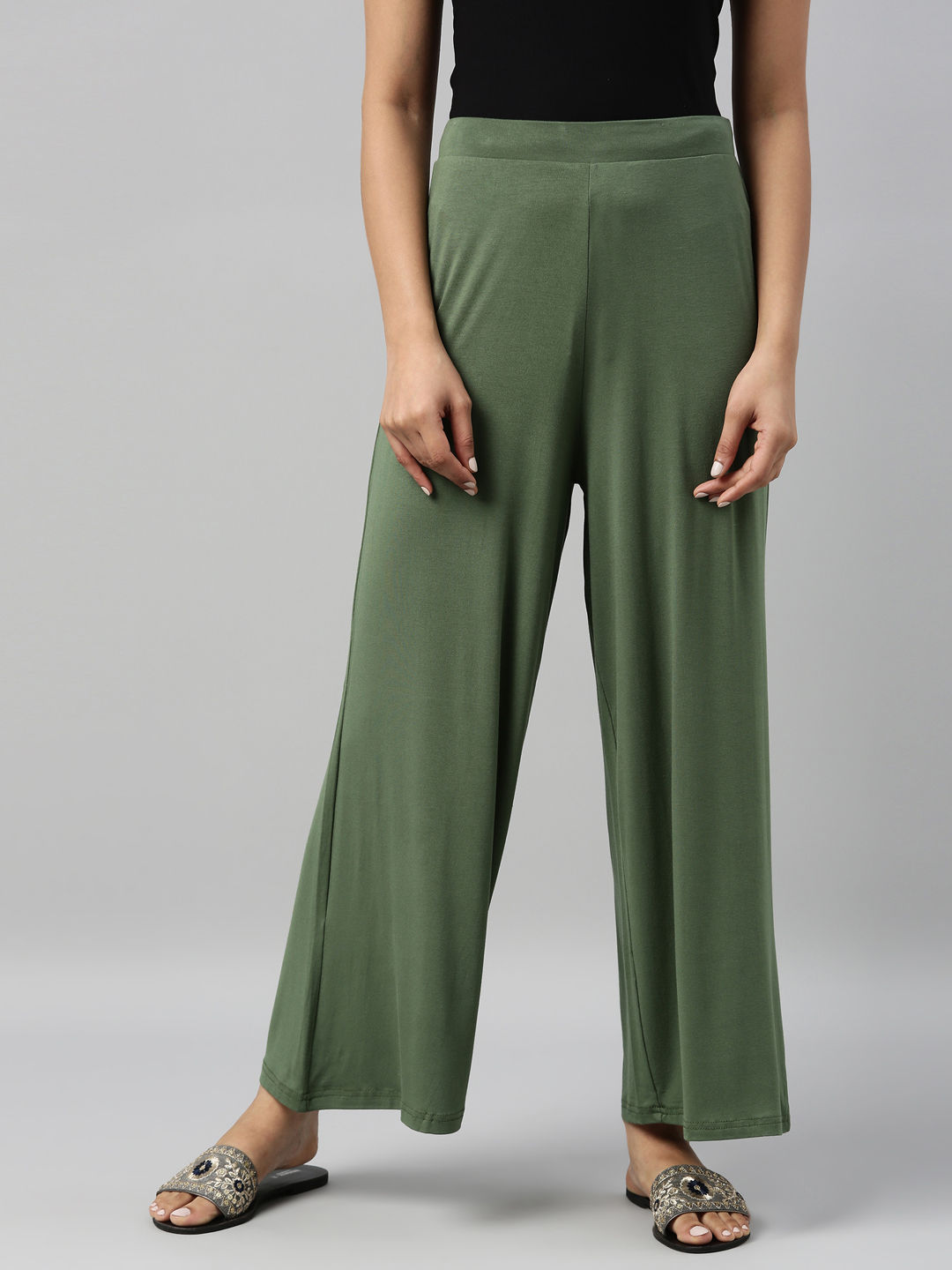 Buy Olive Green Trousers & Pants for Women by Oxolloxo Online | Ajio.com