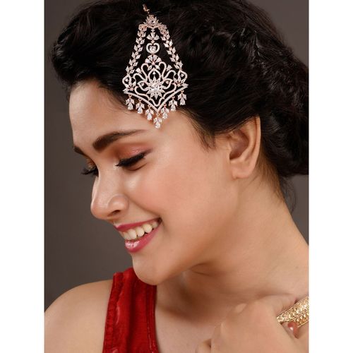 Buy Saraf RS Jewellery Rose Gold Plated Ad Studded Jhumar Design