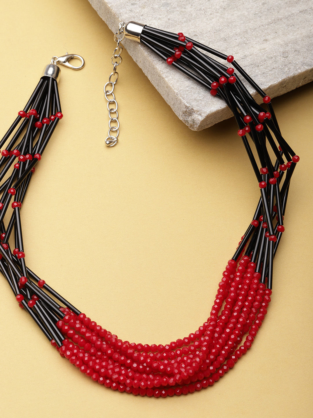 Black and Red Ghanaian Necklace of Recycled Beads - Red Ghanaian Thank You  | NOVICA