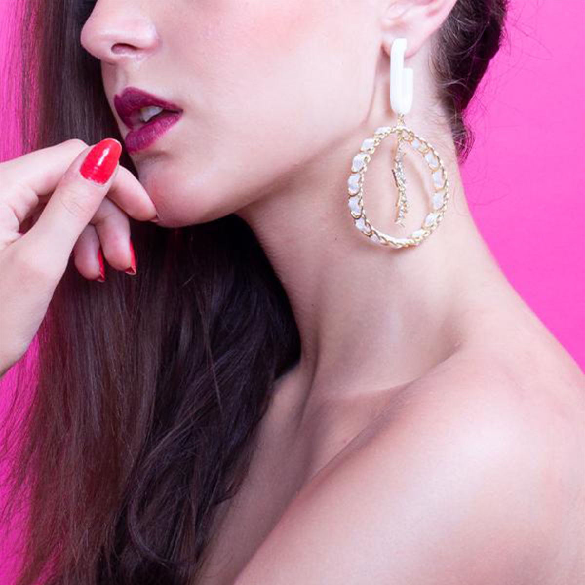 Cate  Chloe Bianca 18k White Gold Hoop Earrings for India  Ubuy