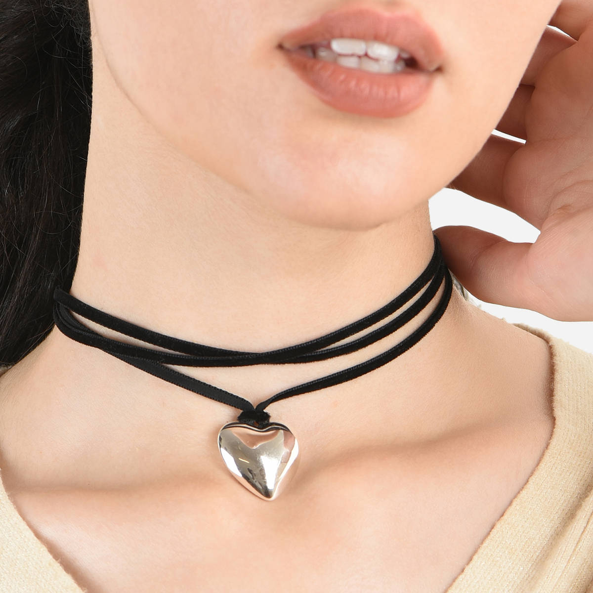 Toniq Lavish Silver Plated Heart Casual Wear Long Necklace For Women