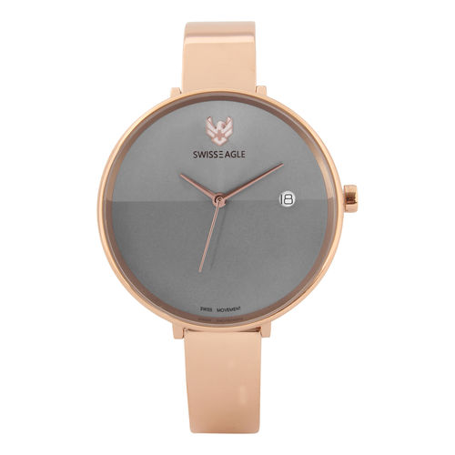 Buy Swiss Eagle Analogue Grey Colour Women's Watch With Rose Gold