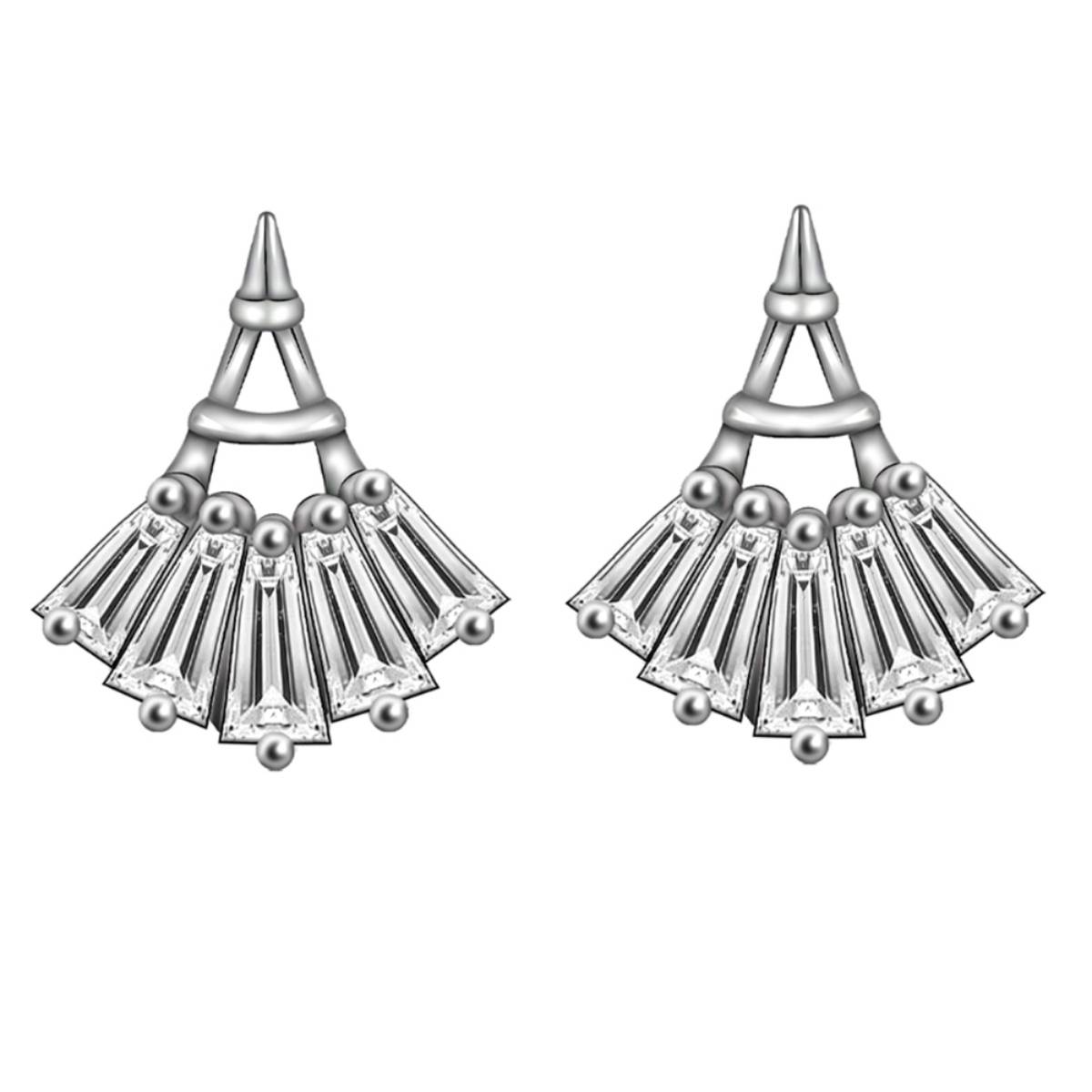Giva 925 Sterling Silver Baguette Wave Earrings For Women