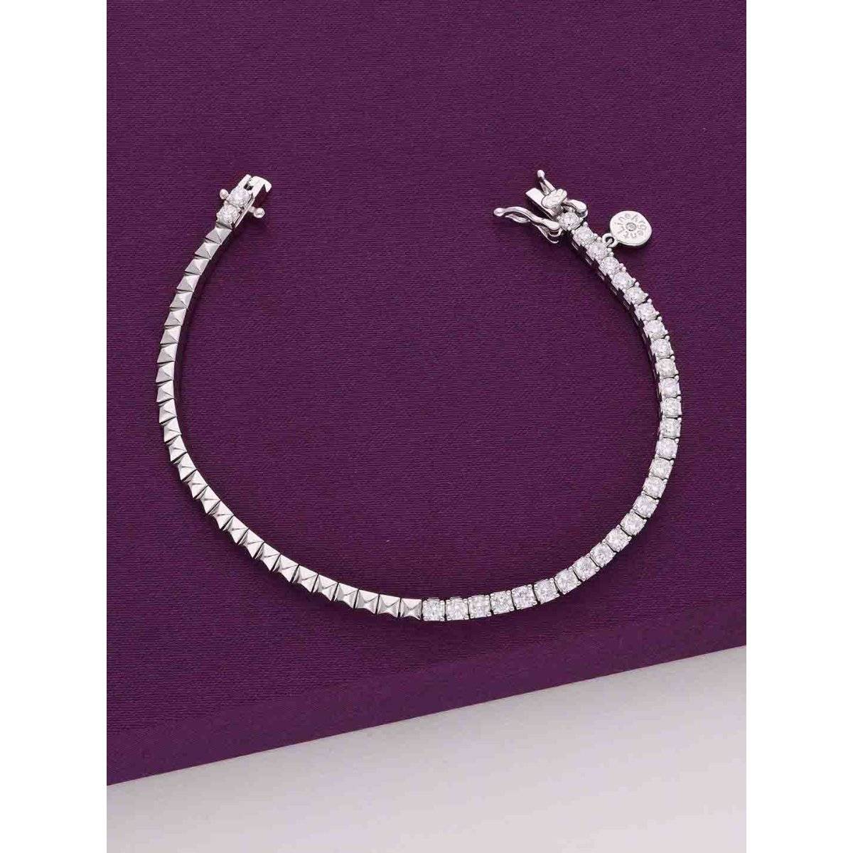 Kai Jewel Sparkling Square Silver Tennis Bracelet - Silver