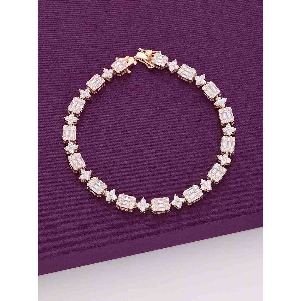 Kai Jewel Treasure Of Baguettes Silver Tennis Bracelet - Rose Gold