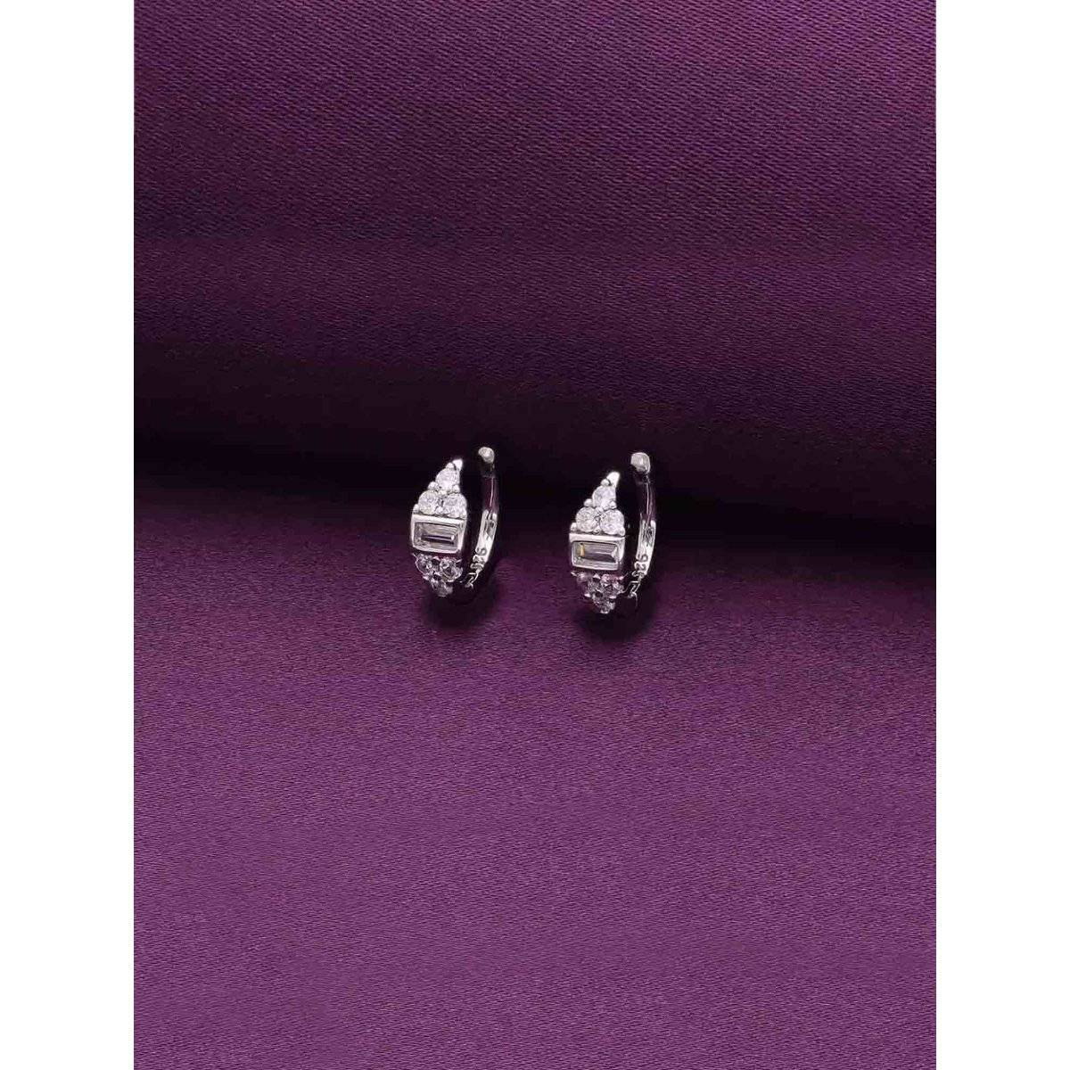 Kai Jewel Dazzling Diva Zircon Hoops Earrings - Silver