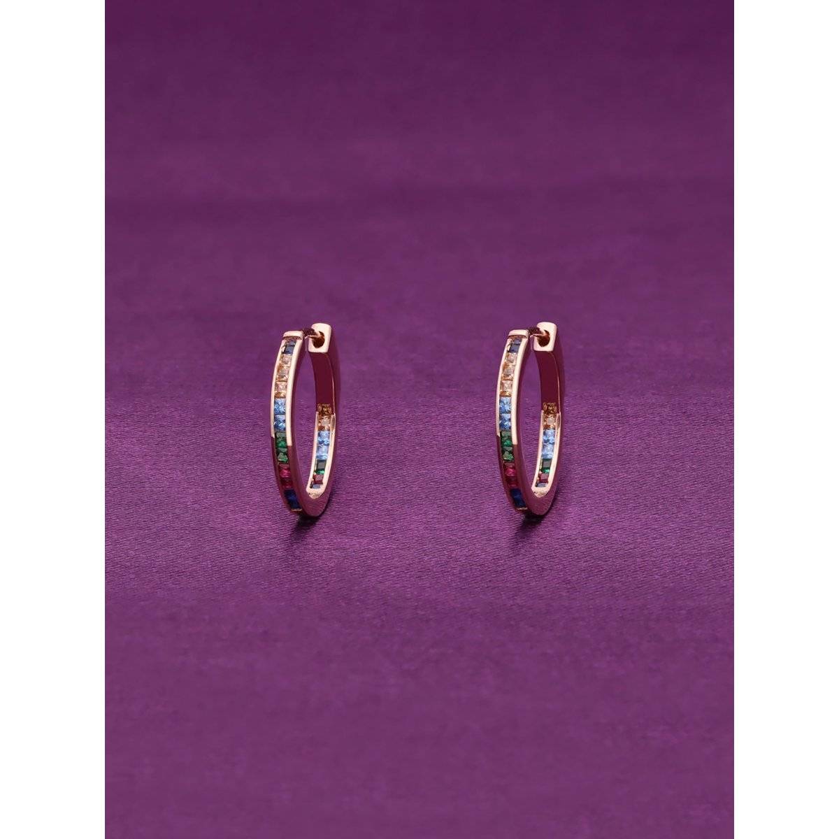 Kai Jewel Bejewelled Hues Silver Hoop Earrings - Multi- Color