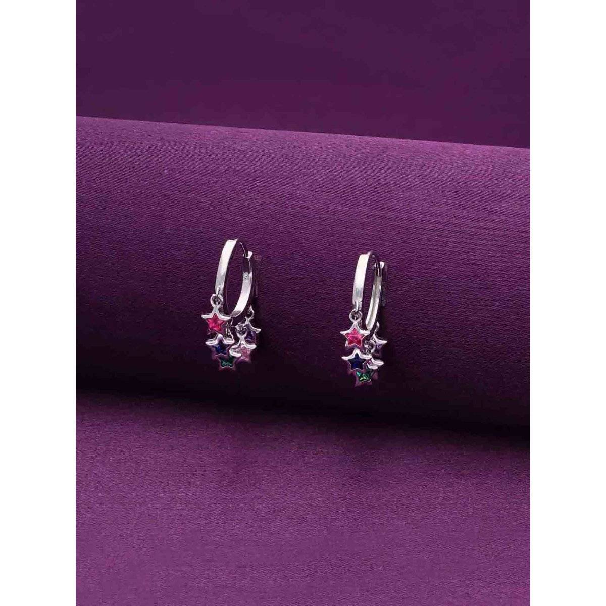 Kai Jewel Starry Hues Silver Hoop Earrings - Multi- Color