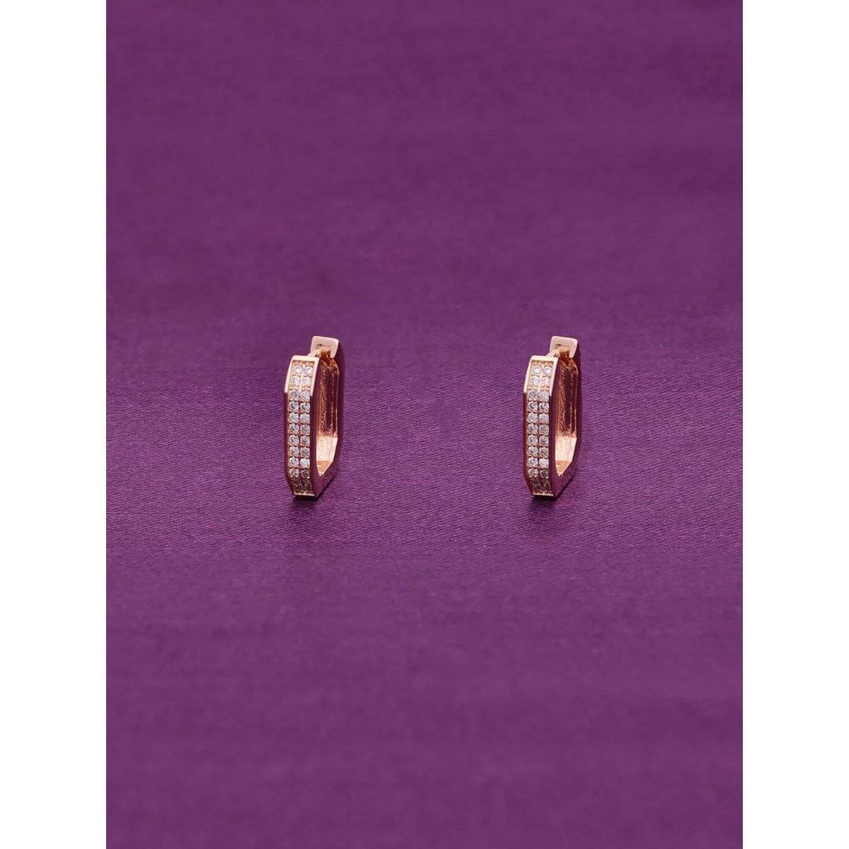 Kai Jewel Sparkling Square Silver Hoop Earrings - Rose Gold