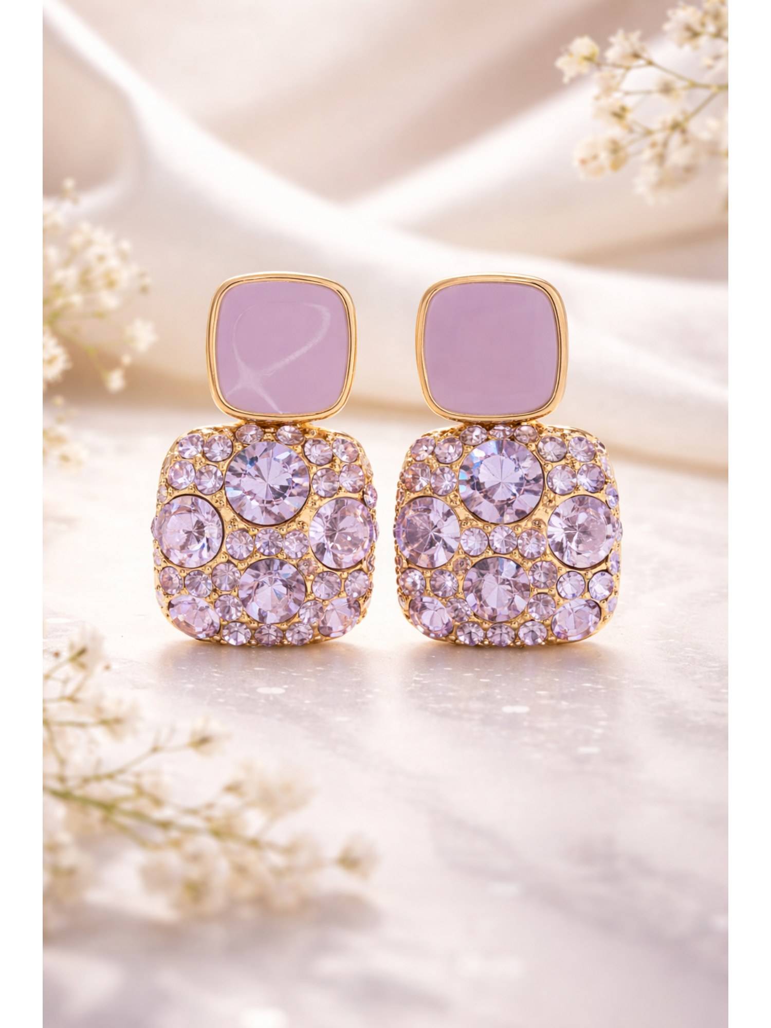 Jazz and Sizzle Elegant Gold-Tone Stud Earrings With Rhinestones
