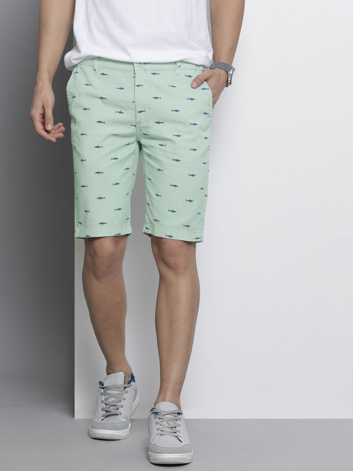 Buy The Indian Garage Co Men Green Slim Fit Printed Mid-Rise