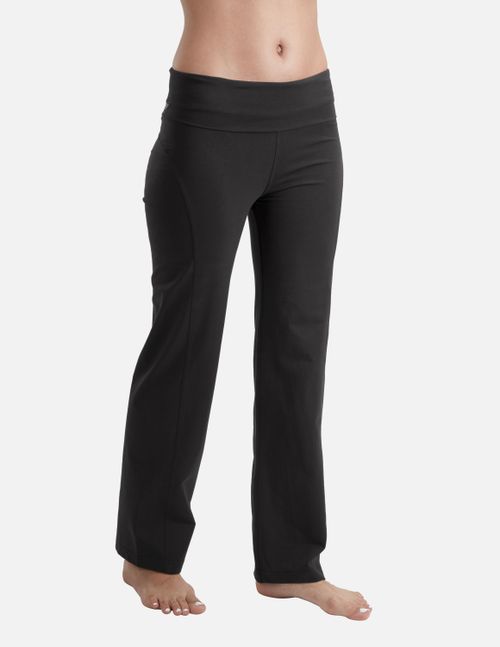 Proyog Women S Organic Yoga Foldover Waist Pants India Ink Black