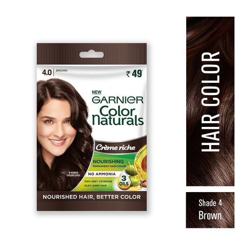 Garnier Color Naturals Creme Riche Sachet Shade 4 Brown Buy Garnier Color Naturals Creme Riche Sachet Shade 4 Brown Online At Best Price In India Nykaa