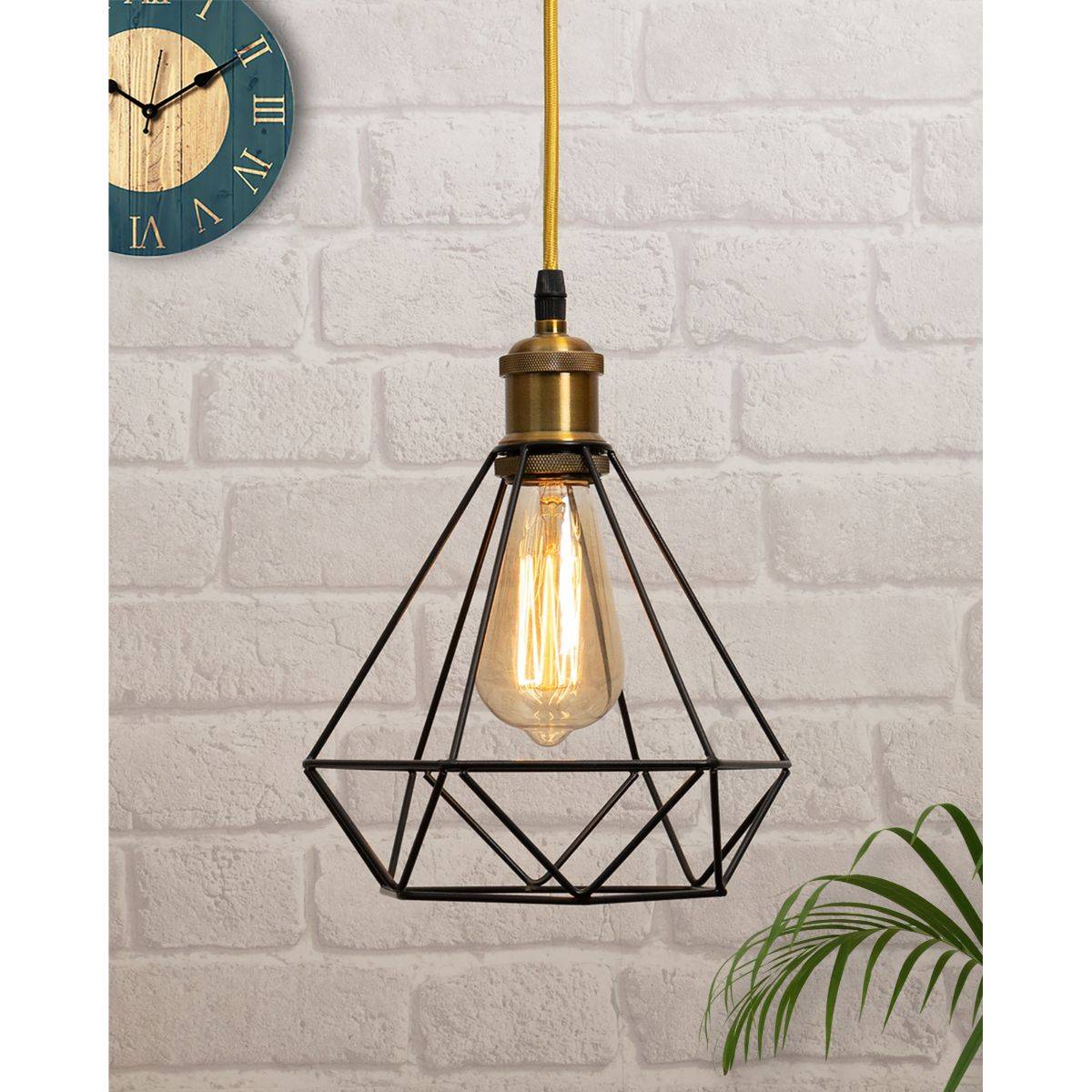 Homesake Black Metal Cage Pendant Antique Gold
