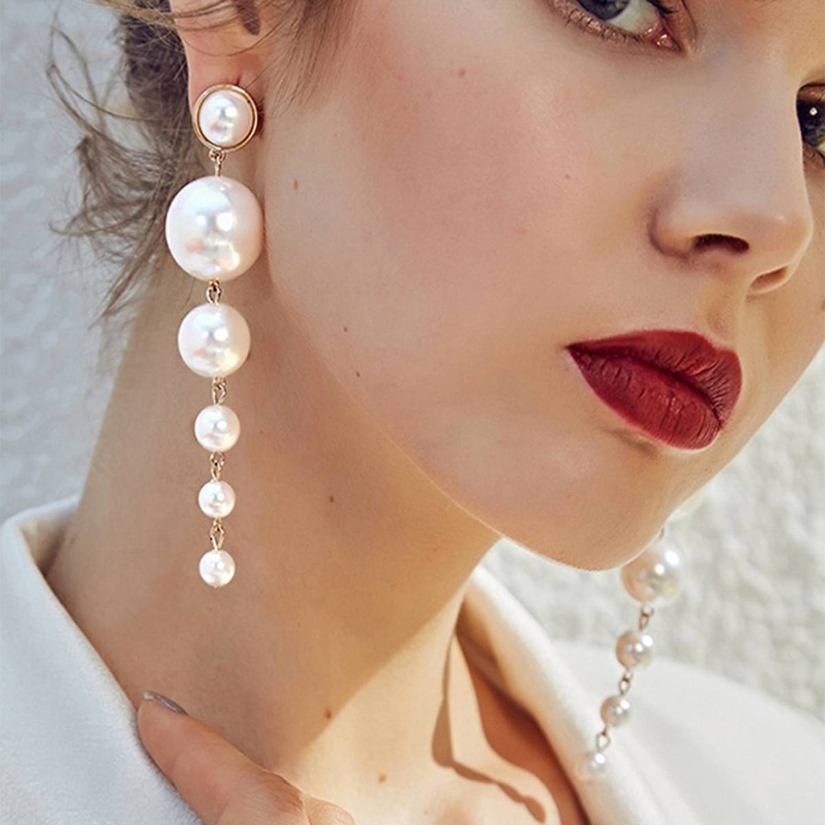 Yellow Chimes White Contemporary Drop Earrings