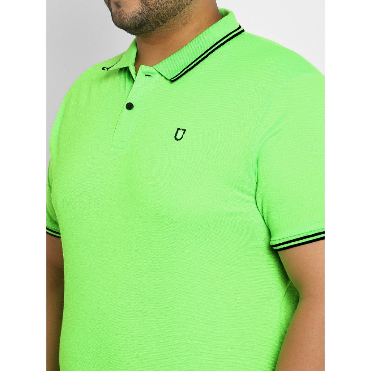 Buy Urbano Plus Men Neon Green Solid Half Sleeve Cotton Polo T Shirt Online