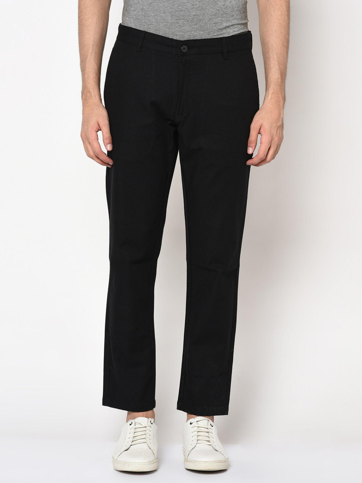 Buy BLACKBERRYS Grey Stripes Polyester Viscose Slim Fit Mens Trousers |  Shoppers Stop