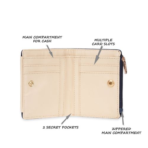 Lavie Women Croc-Embossed Tri-Fold Wallet For Women (Navy, OS)