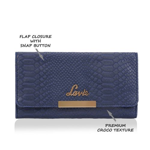 Lavie Croco Trifiano Women's Trifold Wallet (Navy) (L)
