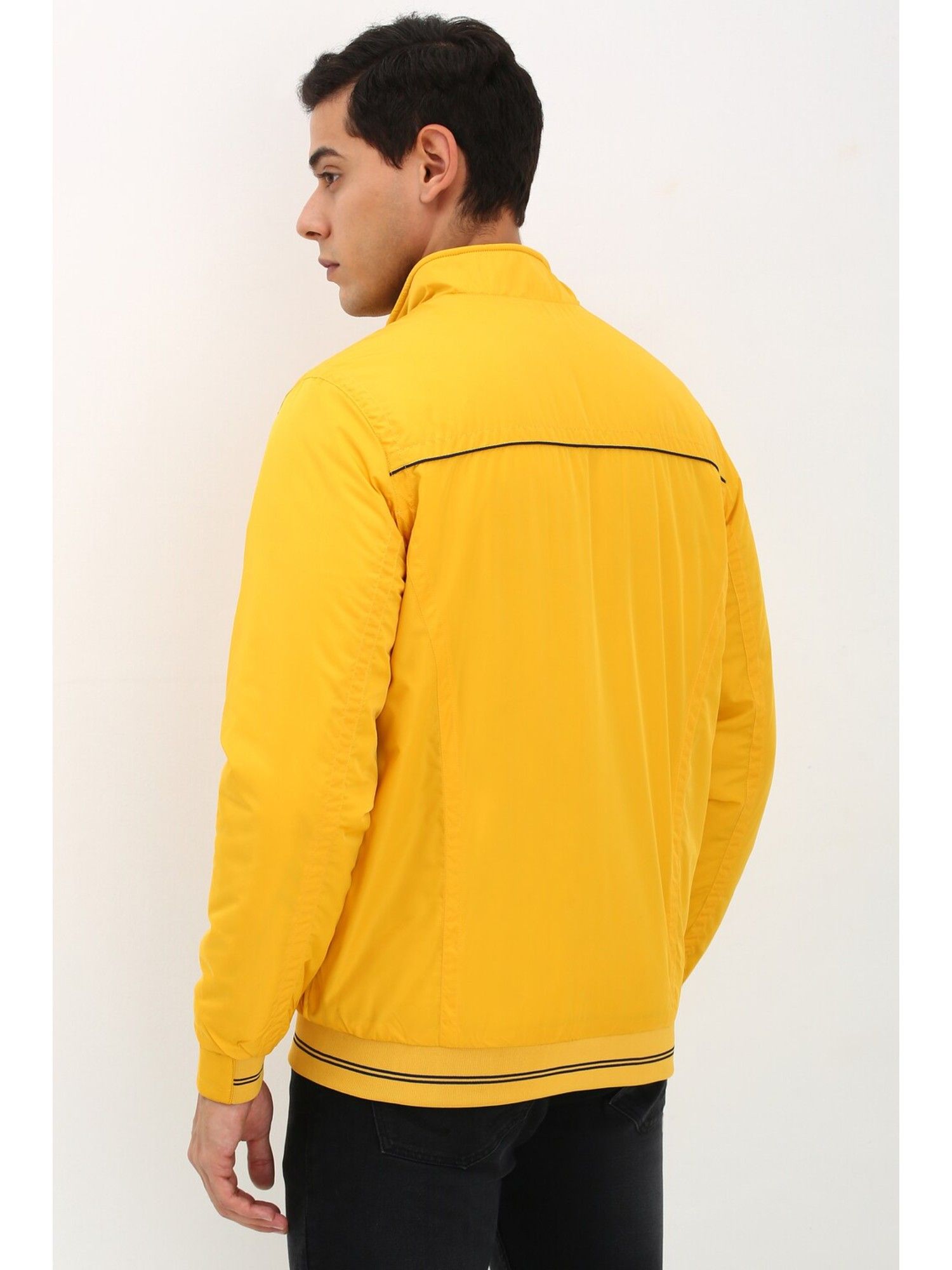 Buy Allen Solly Men Yellow Solid Full Sleeves Casual Jacket Online