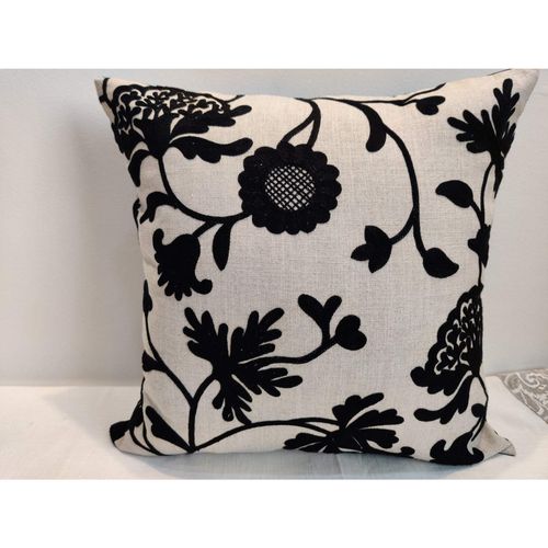 SHADES OF LIFE Cotton Decorative Cushion Covers (Grey Black Emb 16X16)