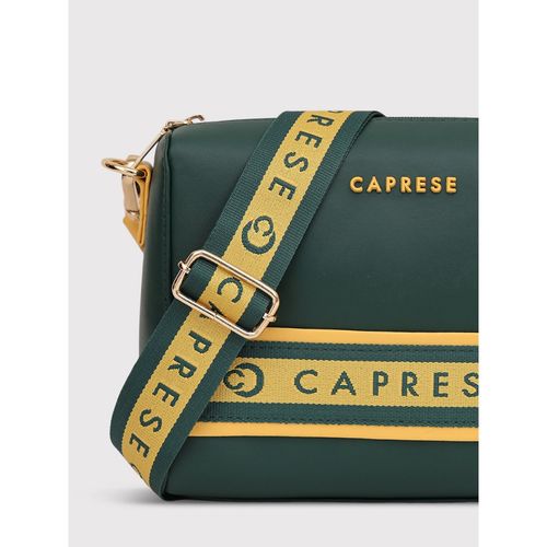 Buy Caprese Womens Trinity Medium Dark Green Solid Sling Bag Online