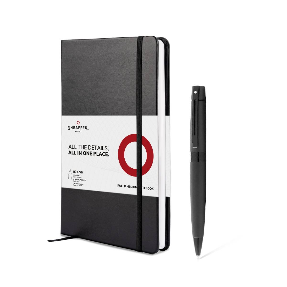 Sheaffer Gift Set 300 9343 Matte Black with Polished Black Trims Ballpoint Pen with Notebook