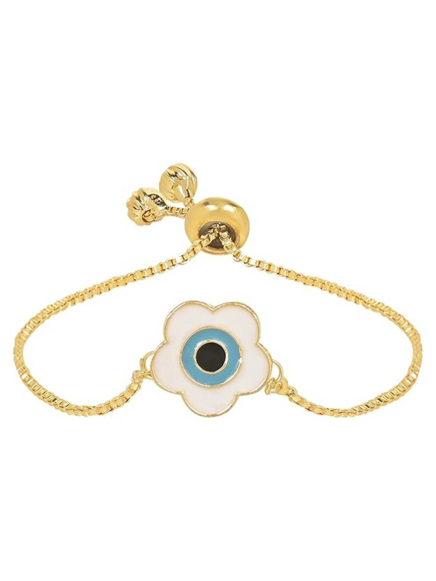 I Jewels Stylish Gold Plated Adjustable Evil Eye Bracelet For Women