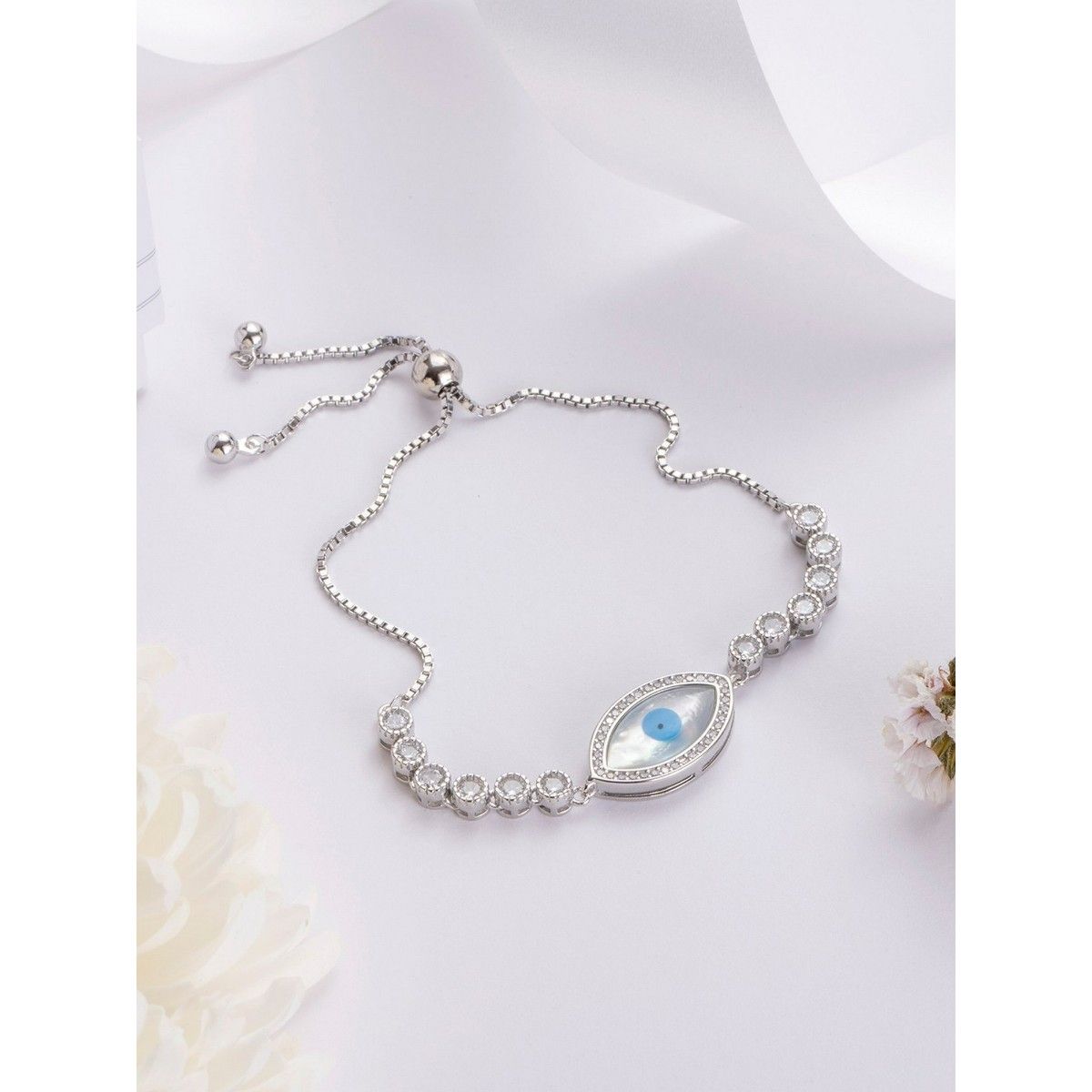Buy MNSH Blue Evil Eye Bracelet in Silver for Women Online  Tata CLiQ  Luxury