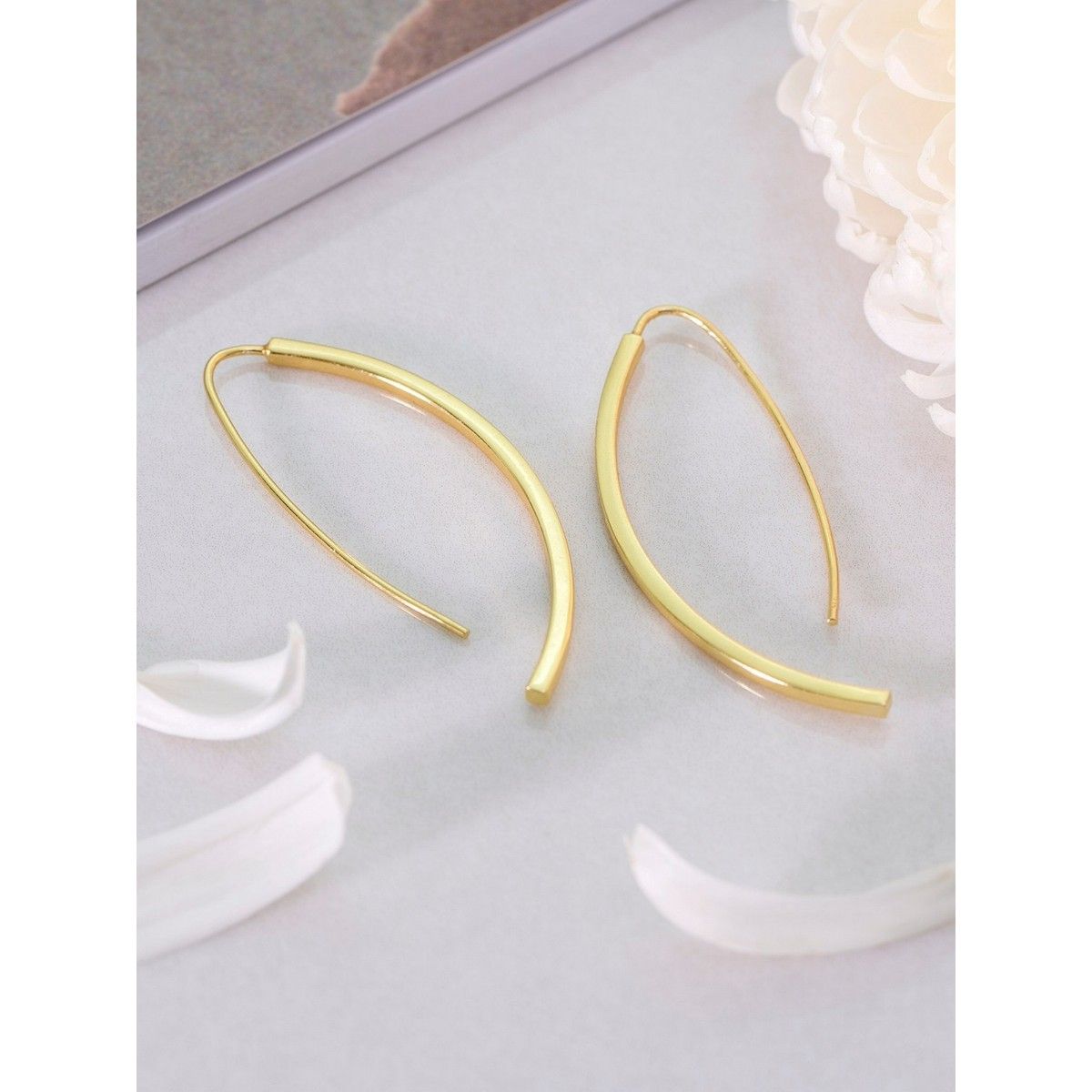 Salve Quirky Geometric Rectangular Chain Link Gold Drop Earrings